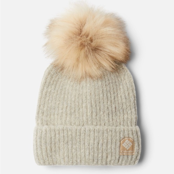 Columbia Winter Blur Pom Pom Beanie in Chalk - Picture 1 of 8